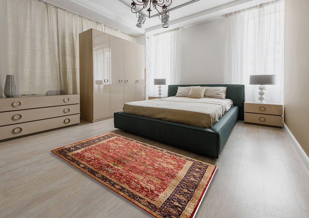 Brown Sand Oriental Area Rug Q671