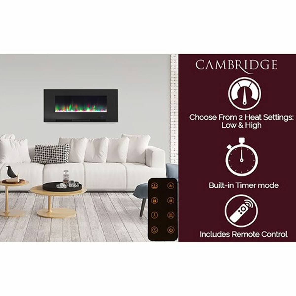 Black Wall-Mount Electric Fireplace K167