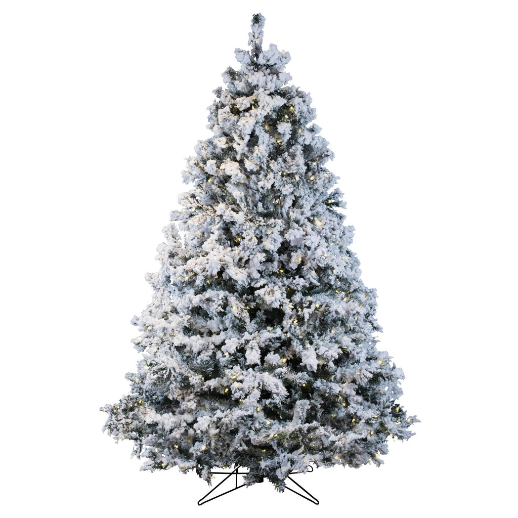 7.5 ft Flocked Alaskan Tree with 900 Warm White LED Lights G415932