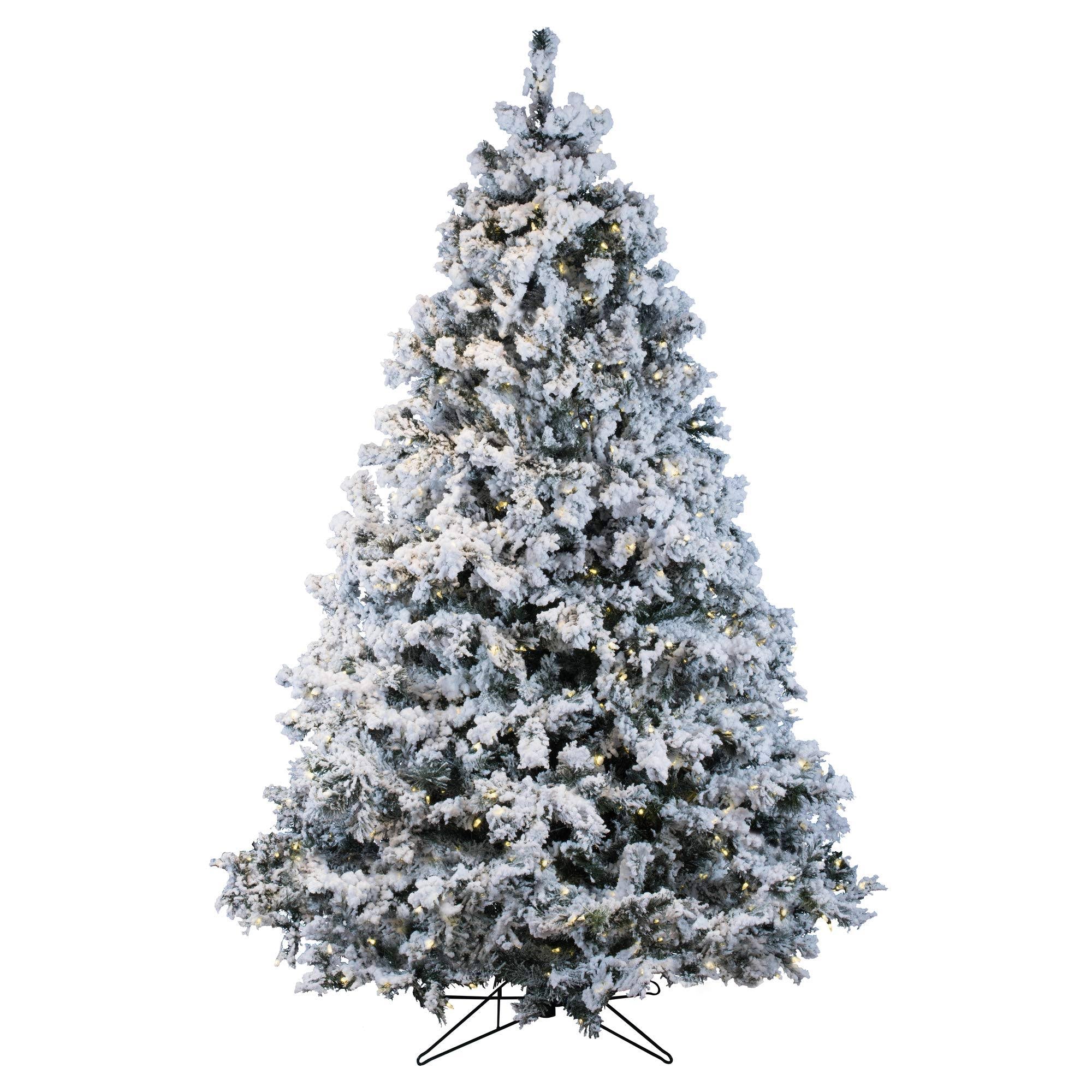 7.5 ft Flocked Alaskan Tree with 900 Warm White LED Lights G415932