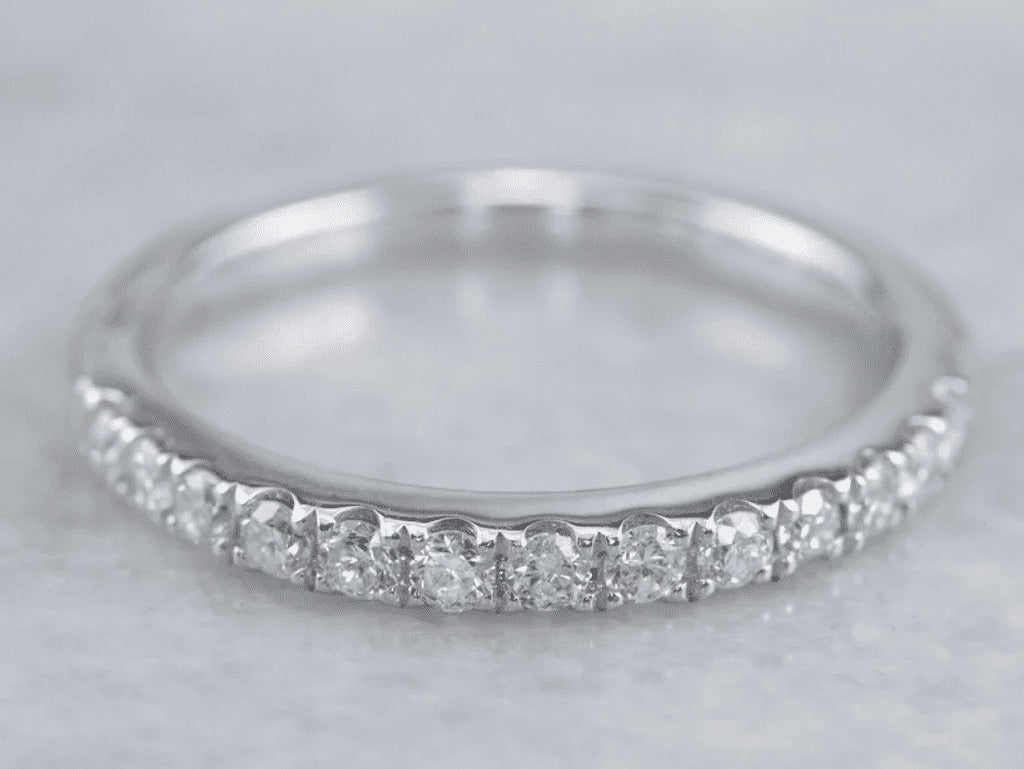 14k White Gold Half Eternity Band Ring G865605