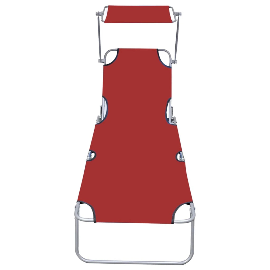 Red Aluminum Adjustable Chaise Chair with Canopy K68798
