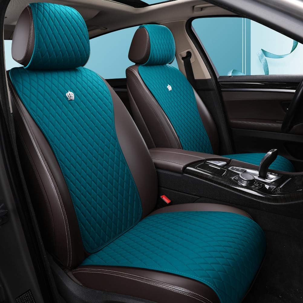 Gray Leather Universal Front and Rear Car Seat Covers 9PCS R880747