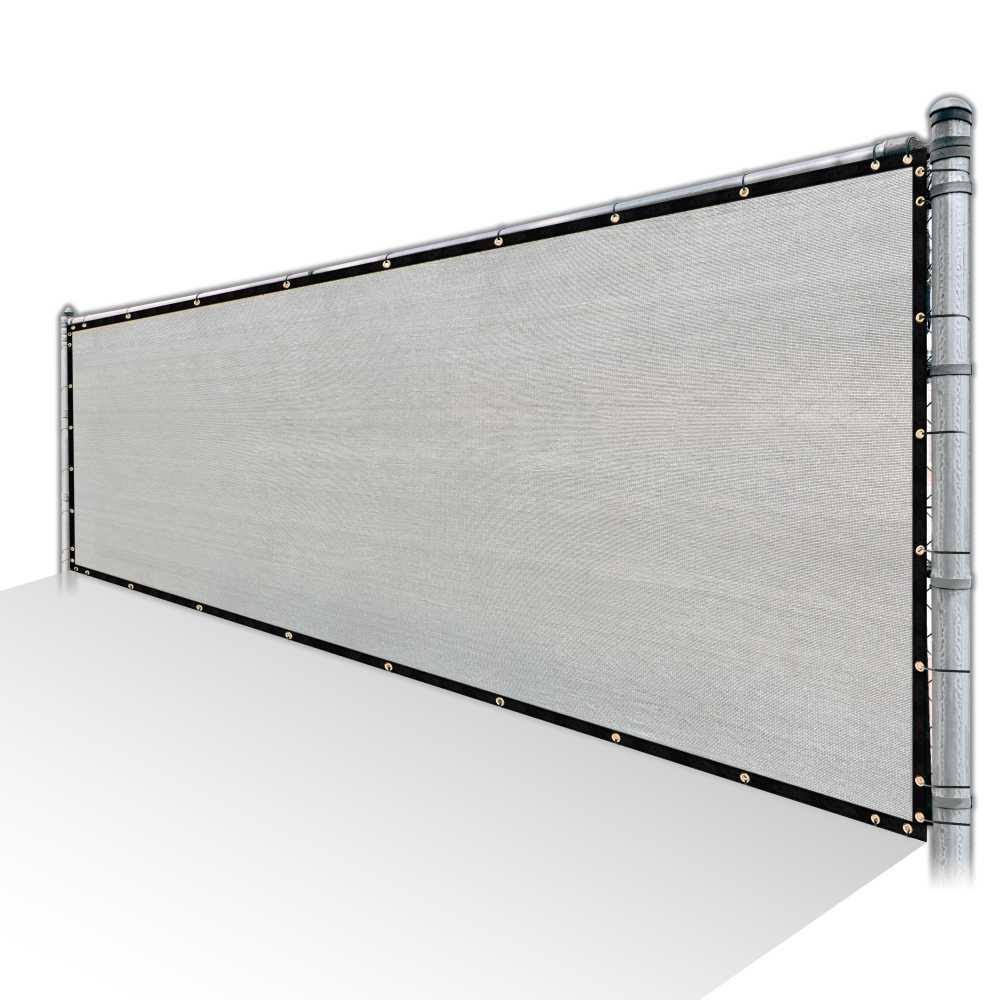Grey Privacy Fence Screen HDPE Mesh Windscreen with Reinforced Grommets Y159722