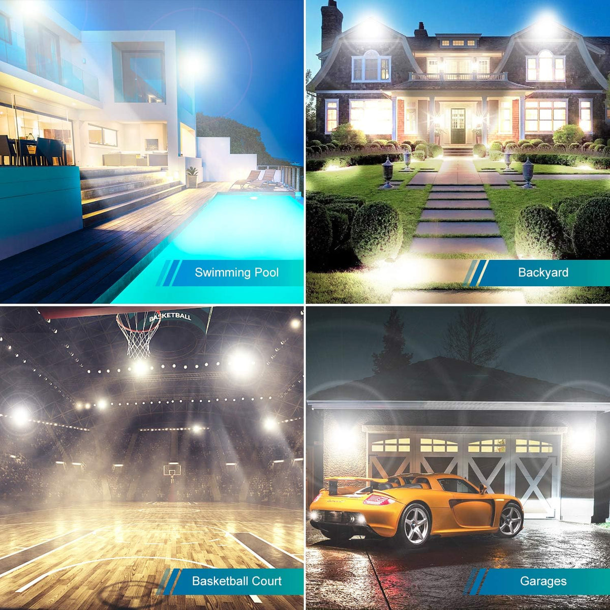 2 Pack 80W LED Flood Light IP66 Waterproof Outdoor 5000K Daylight White G442322