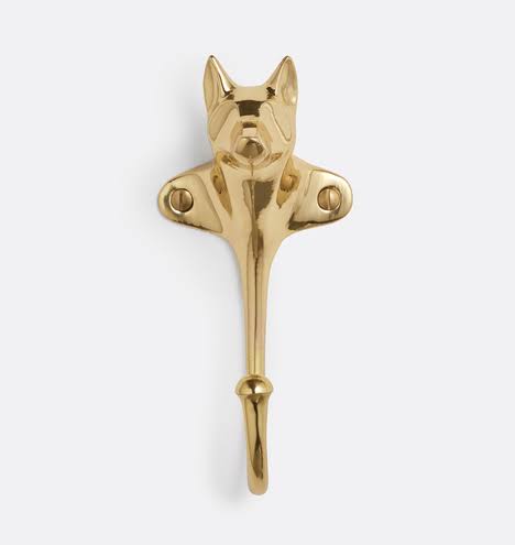 Cast Brass Dog Hook L2745