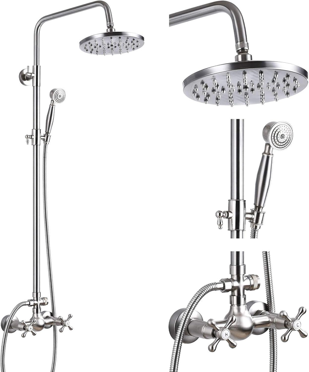 8 Inch Rainfall Shower Head with Handheld Spray Combo Set T464441