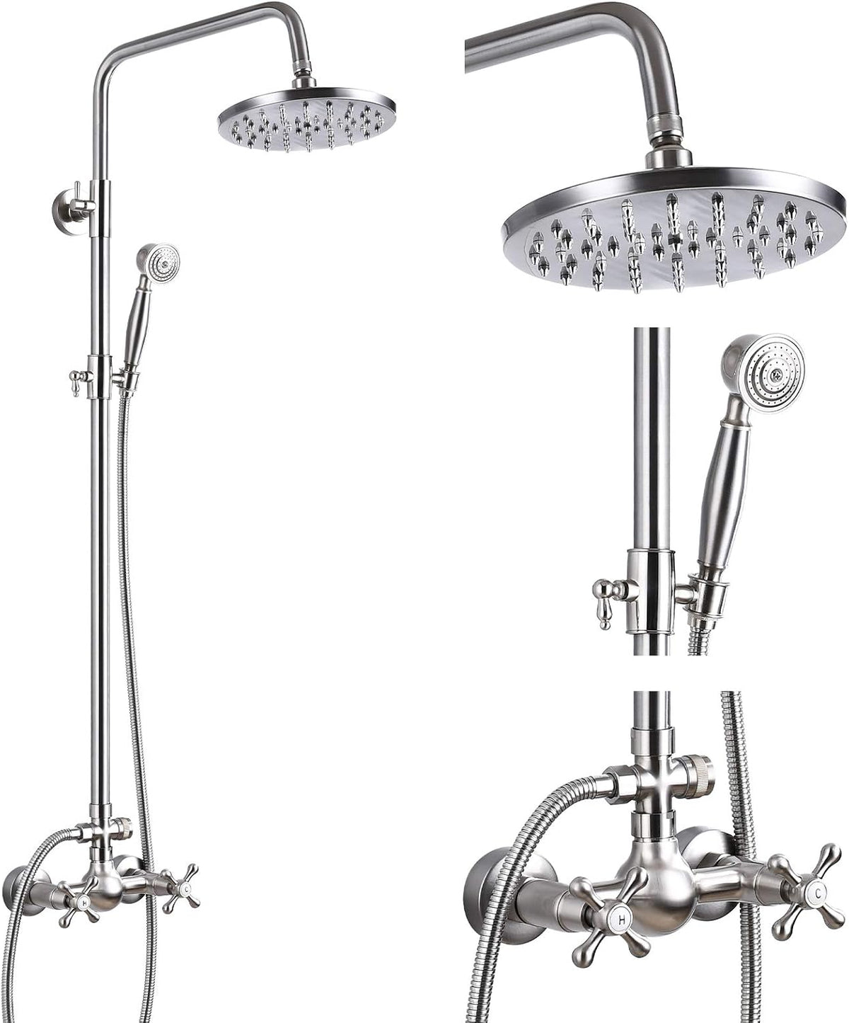8 Inch Rainfall Shower Head with Handheld Spray Combo Set T464441