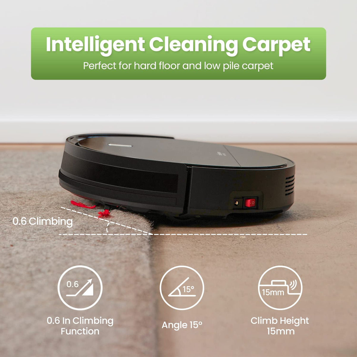 Robot Vacuum Cleaner with Gyro Navigation, 2600mAh, Black Y3103
