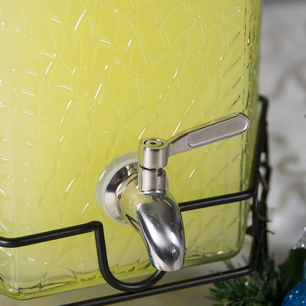 Gallon Glass Beverage Dispenser with Stainless Spigot and Stand G725406