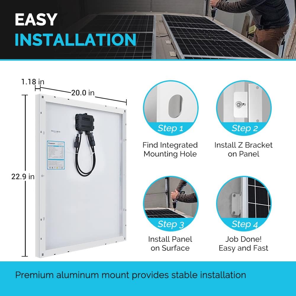 50W Monocrystalline 12V Solar Panel Kit with 10A PWM LCD Charge Controller and USB Ports U54100