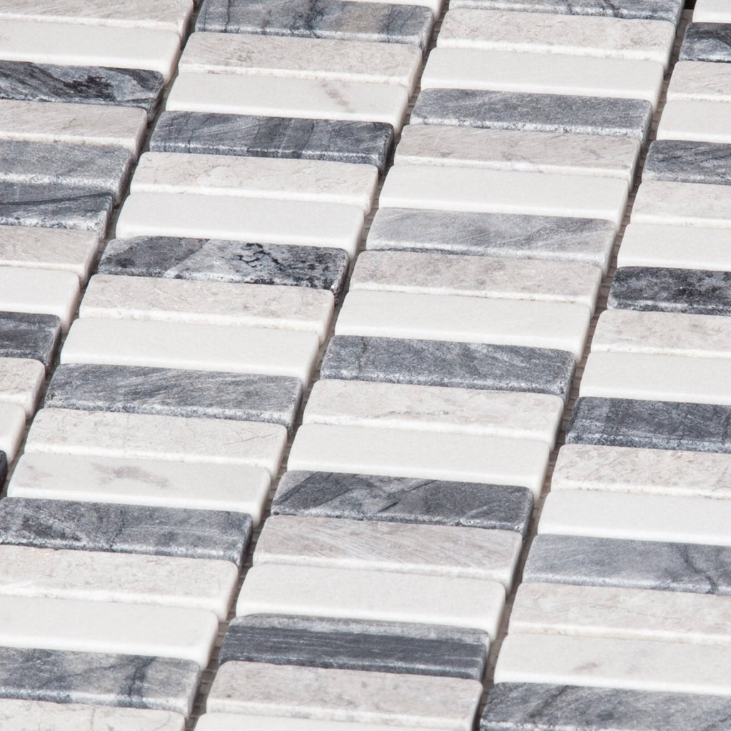 Beige Grey White Mosaic Subway Tile W6229