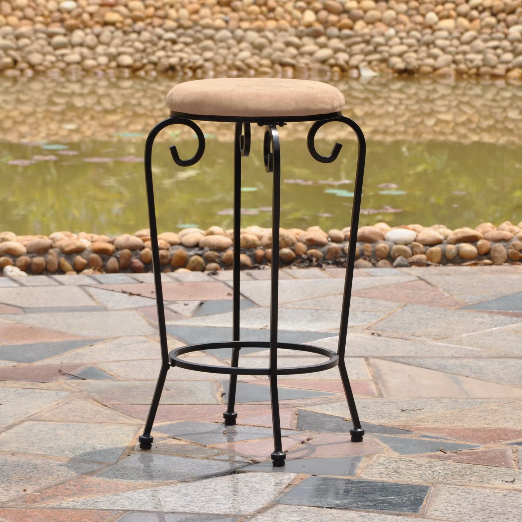 Tan Microsuede Bar Stools Set of 2 X589
