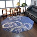 10'x10' Blue Beige Hand Tufted Wool Area Rug C4793