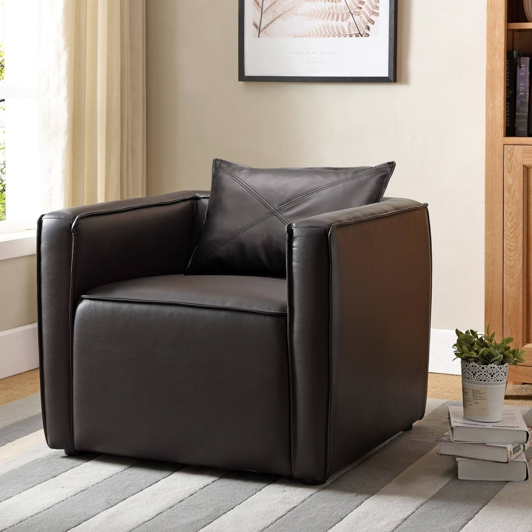 Distressed Grey Vinyl Padded Accent Chair Y18173