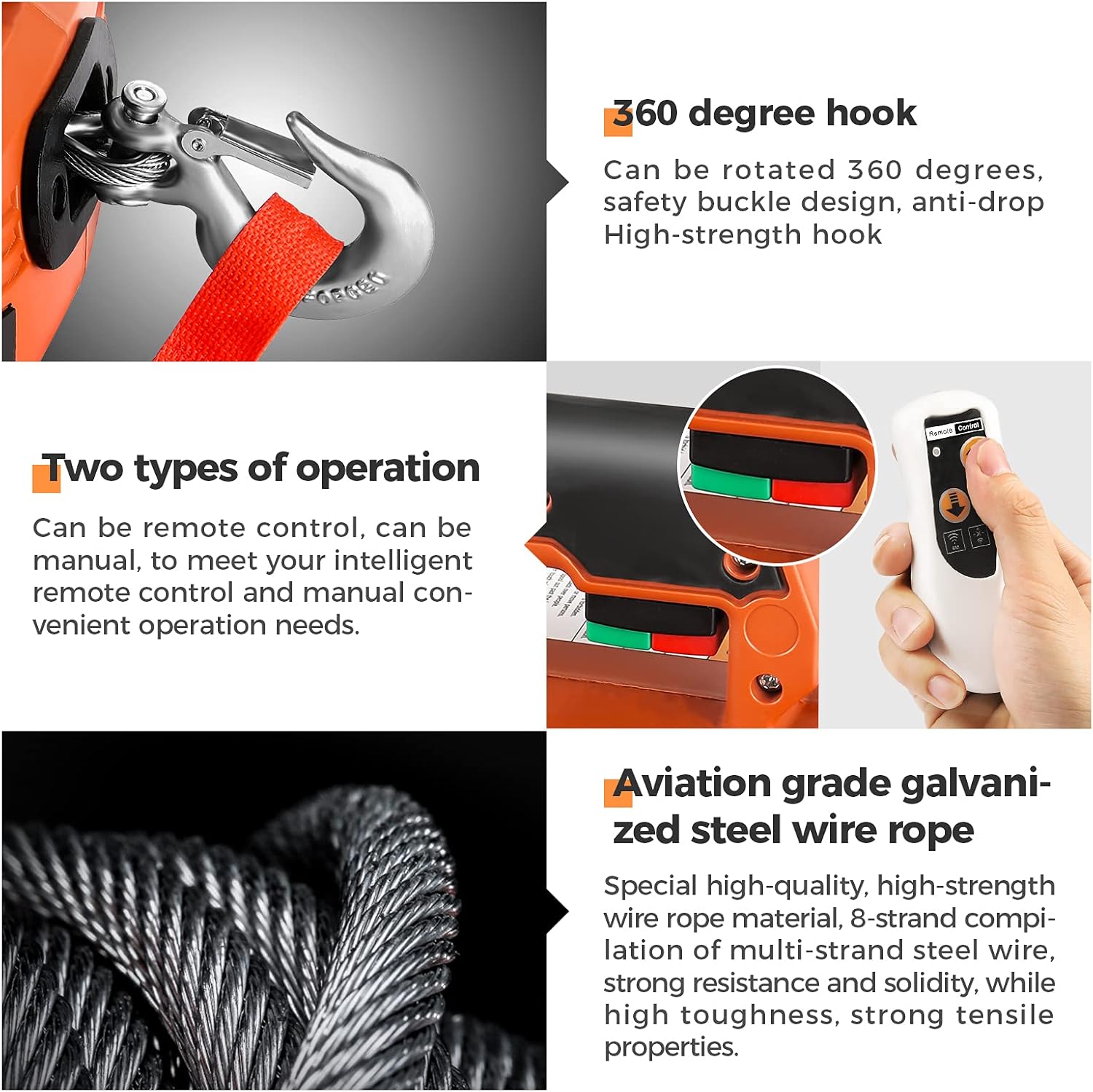 Portable Electric Winch 1000 Ib Pulling Capacity with Wireless Remote Control H6408