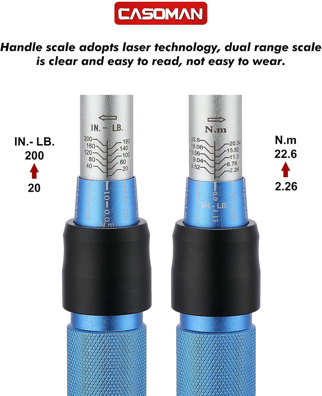 1/4-inch Drive Click Torque Wrench Set, Dual-Direction Adjustable, 90-Tooth, Pack of 2 D94778