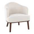 Mid-Century Modern Accent Chair in Walnut Wood and Cream Fabric Y4610