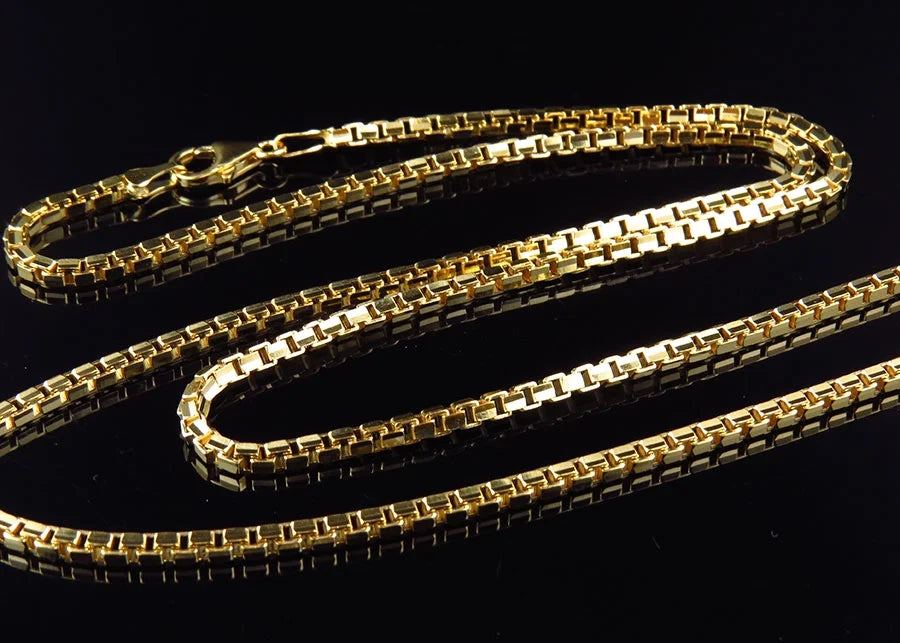10K Yellow Gold Box Chain Necklace 24-30 Ins P361804