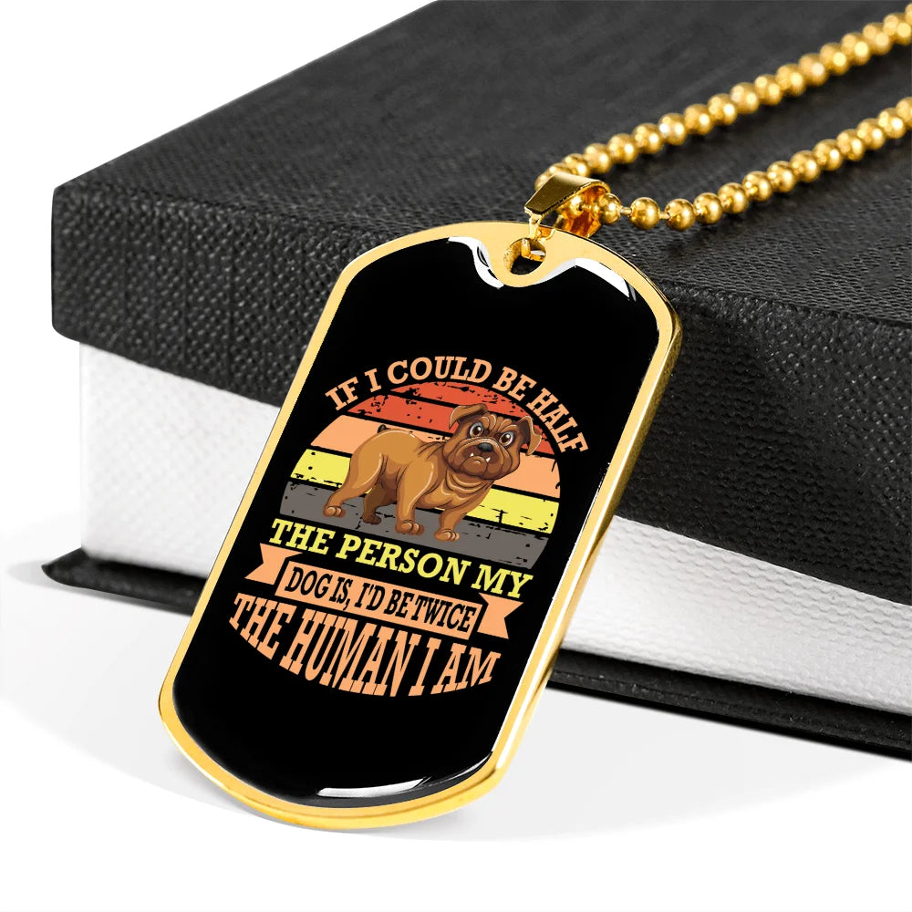 Peach Stainless Steel Dog Tag Necklace 24" Chain V207