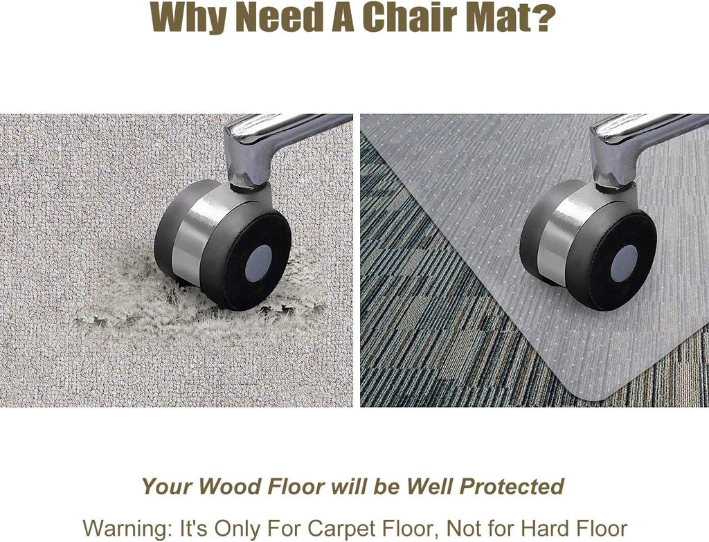 Transparent Office Chair Mat for Carpets with Studs (36 X 48 Rectangle) O47533