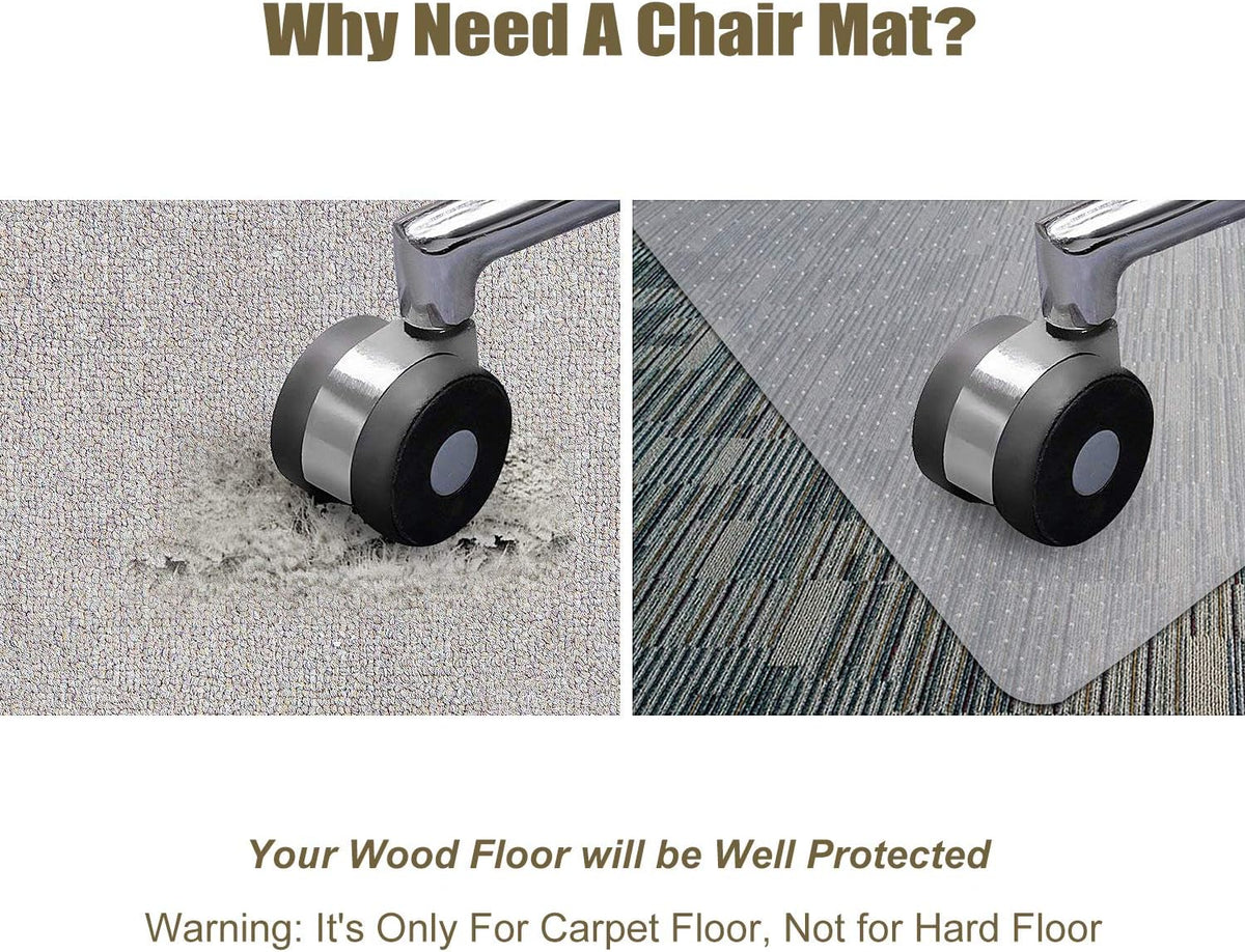 Transparent Office Chair Mat for Carpets with Studs (36 X 48 Rectangle) O47533