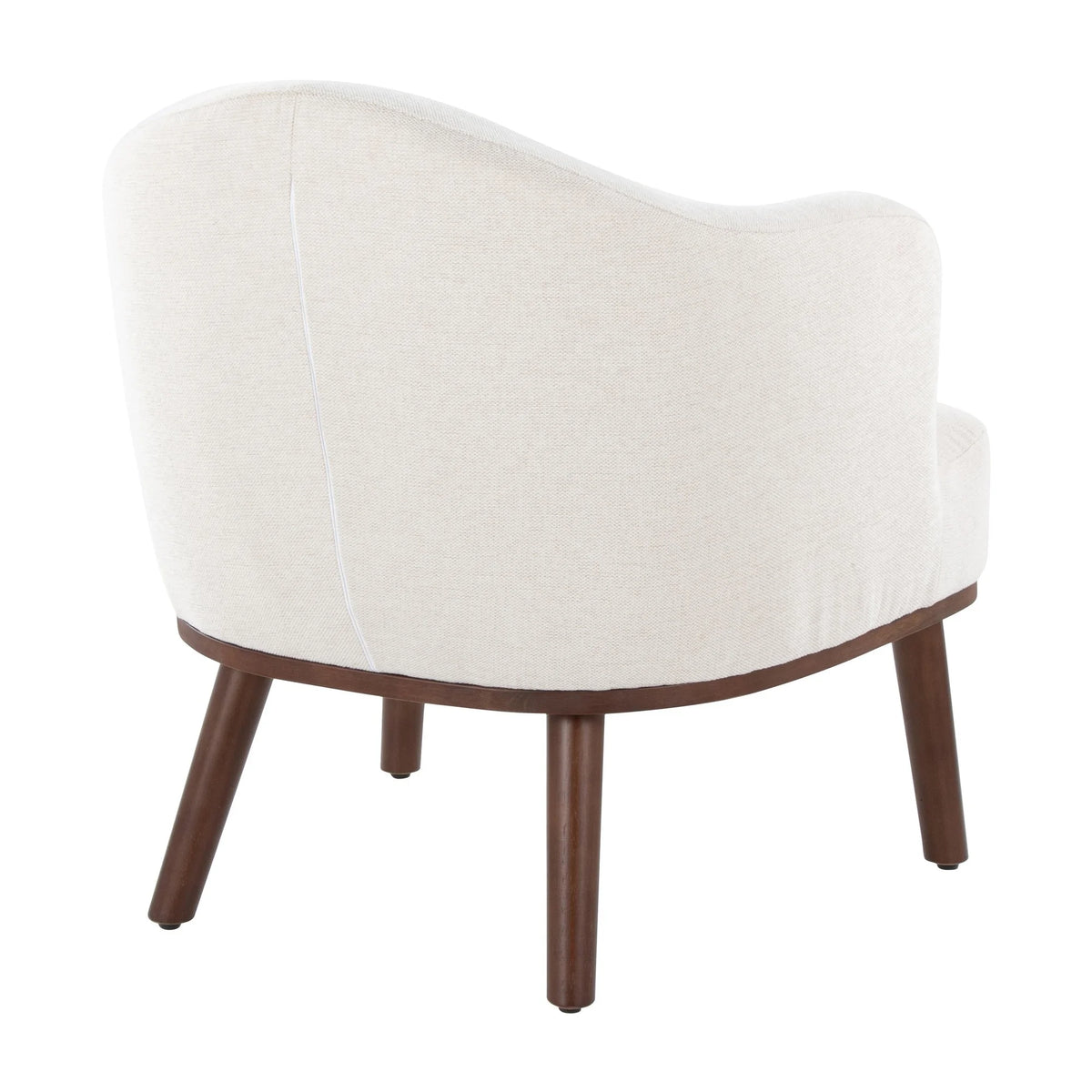 Mid-Century Modern Accent Chair in Walnut Wood and Cream Fabric Y4610