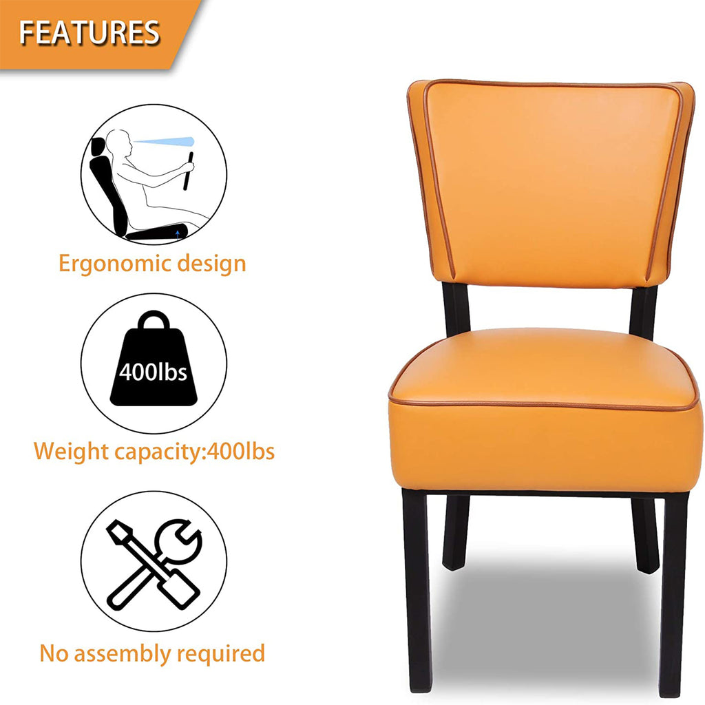 Orange Leather Side Chair Set of 2 O532477