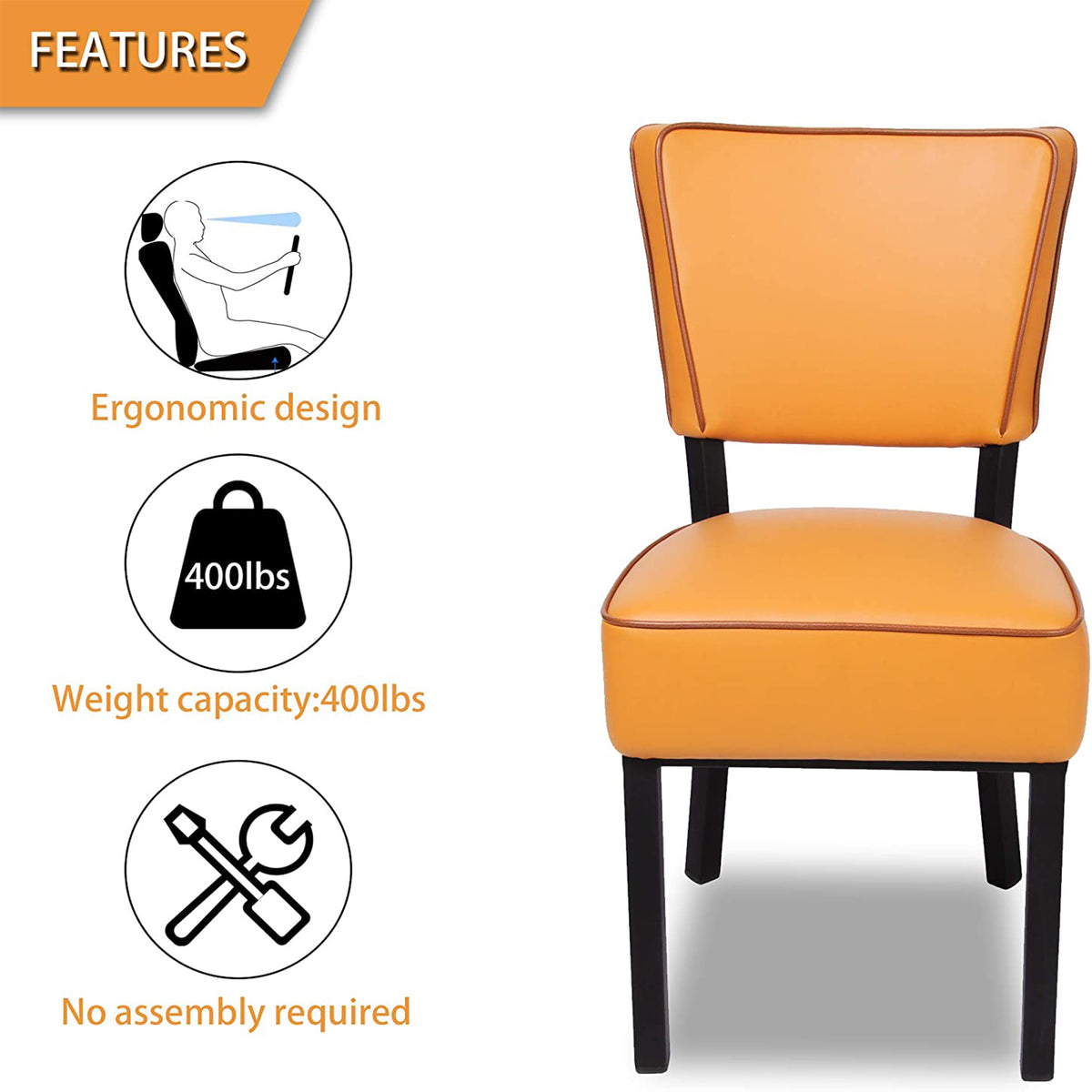 Orange Leather Side Chair Set of 2 O532477
