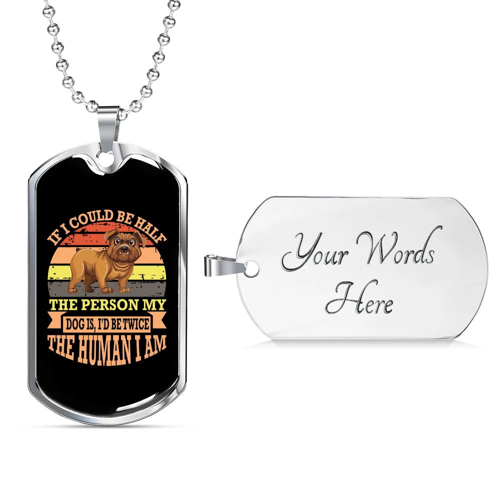 Peach Stainless Steel Dog Tag Necklace 24" Chain V207