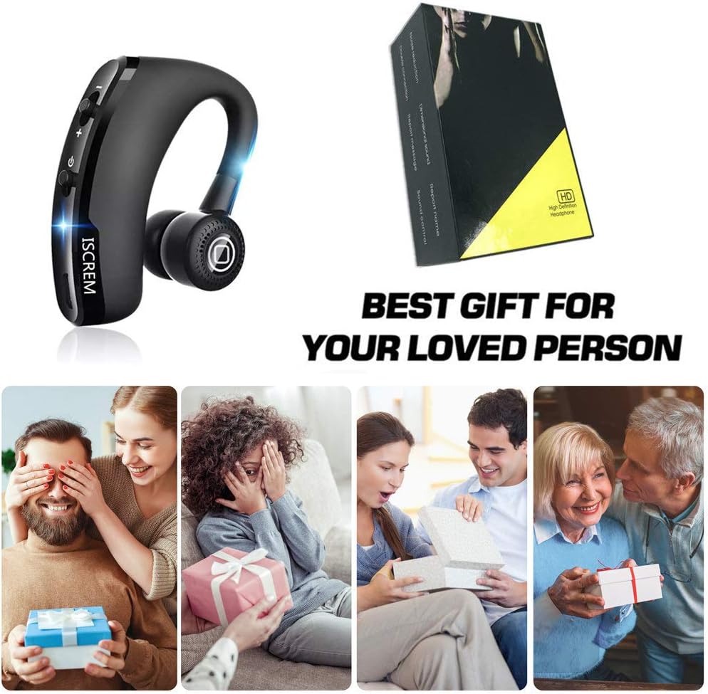 Bluetooth Headset Wireless Single Earpiece Earbuds Noise Cancelling Headphones V75110