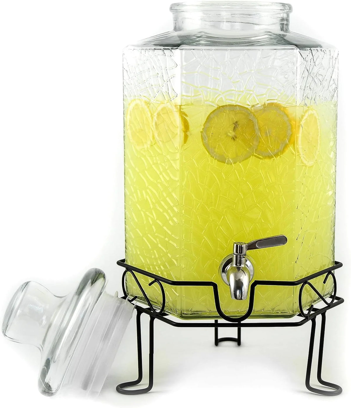 Gallon Glass Beverage Dispenser with Stainless Spigot and Stand G725406