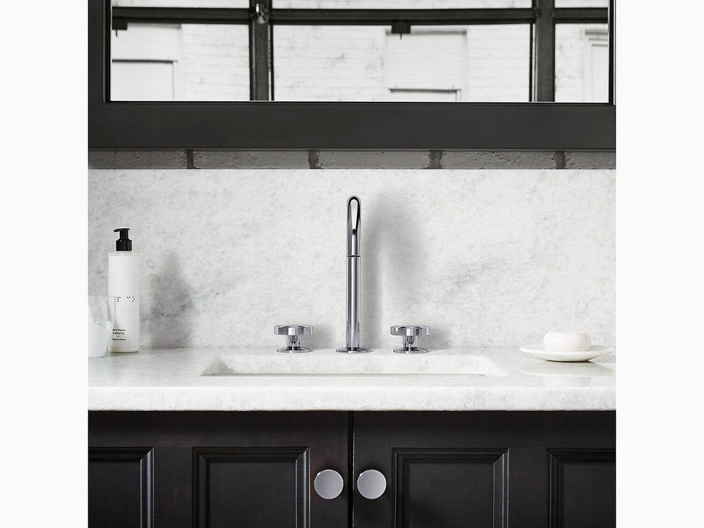 Bathroom Sink Spout with Tube Design Vibrant Titanium/Rose Gold O60309