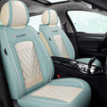 Green-White Waterproof PU Leather Car Seat Covers Full Set E8132