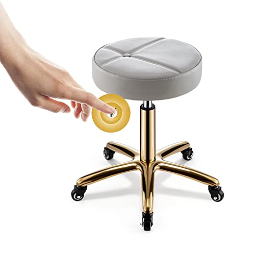 White Swivel Rolling Stool with 5 Wheels N5634