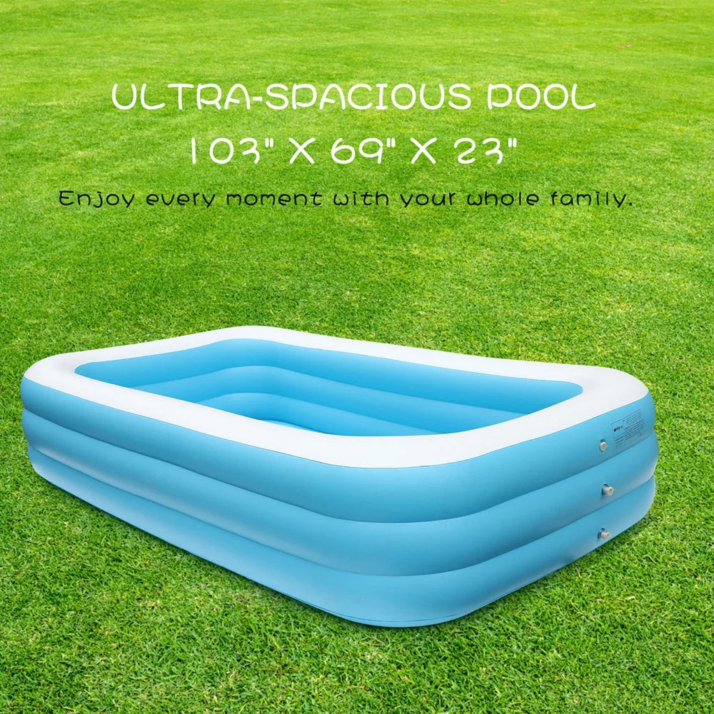 Inflatable Swimming Pool, 103" X 69" X 23" Above Ground F75268