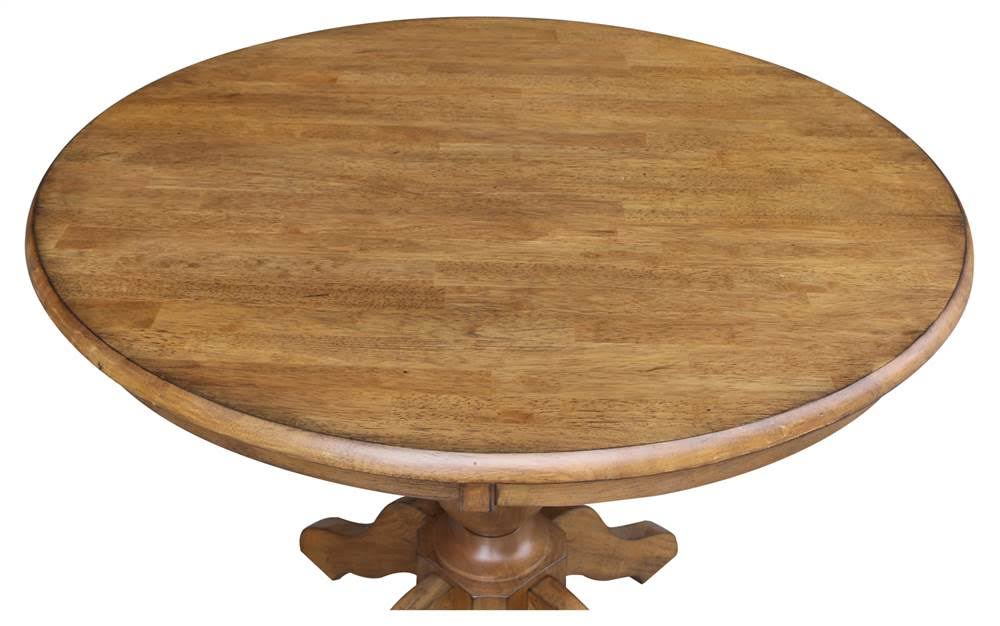 36x22 Round Pedestal Dining Table in Pecan X221049