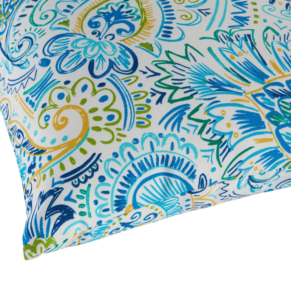 Baltic Blue Paisley 19 x 12 in. Outdoor Rectangle Throw Pillow (Set of 2) S955743