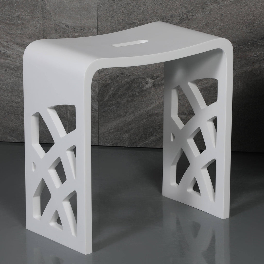 White Matte Bathroom Shower Stool C355251