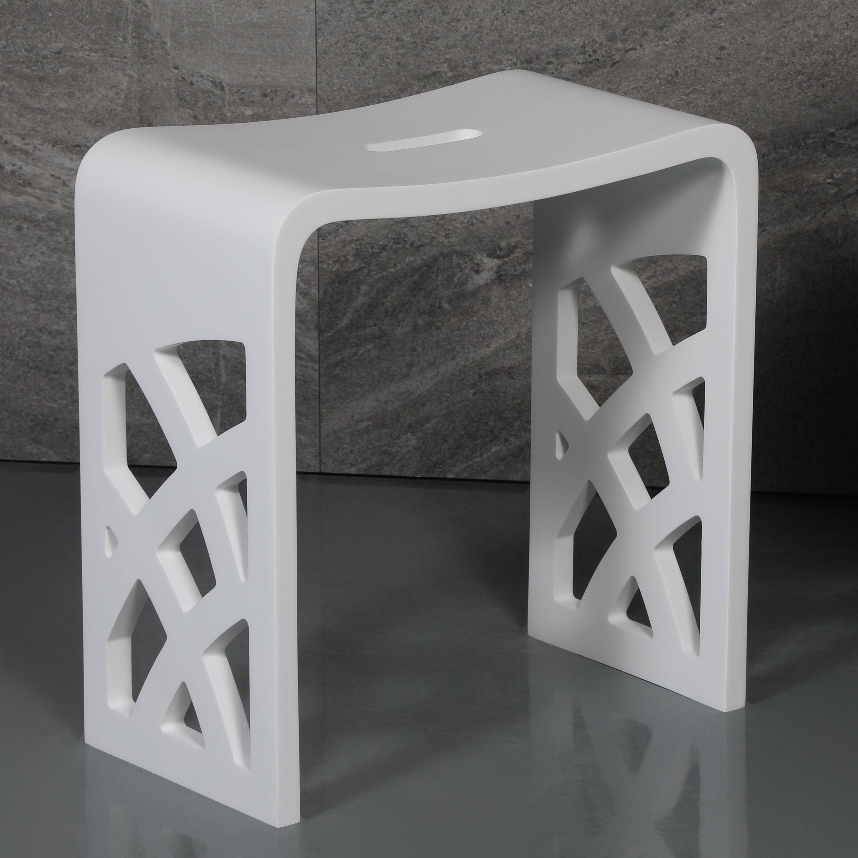White Matte Bathroom Shower Stool C355251