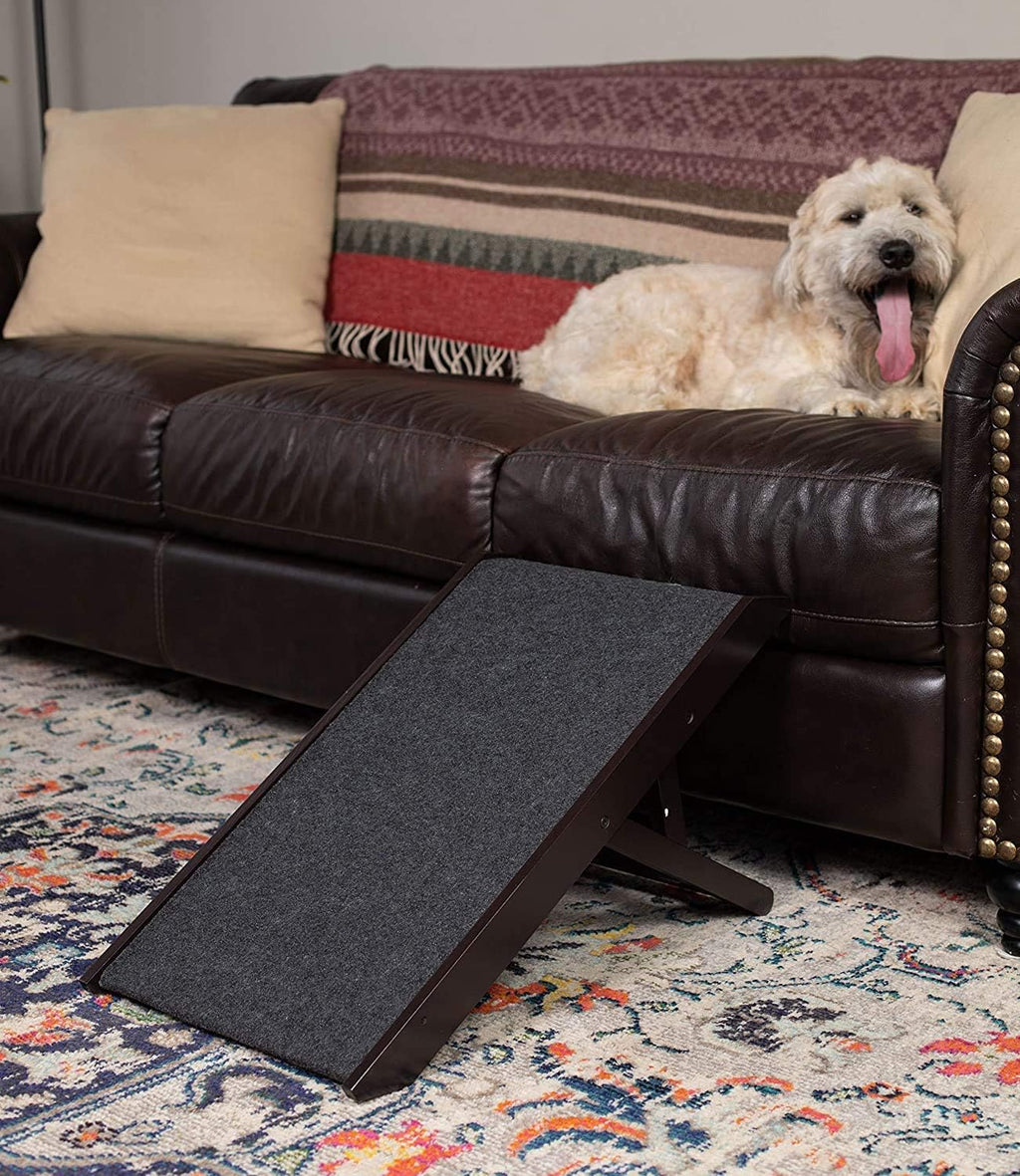 Espresso 13 Wooden Folding Dog Ramp with Carpet D570881