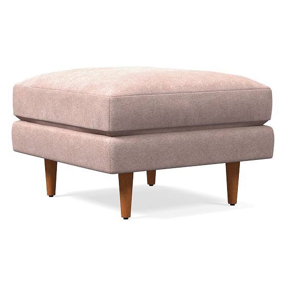 Mauve Distressed Velvet Ottoman I124338