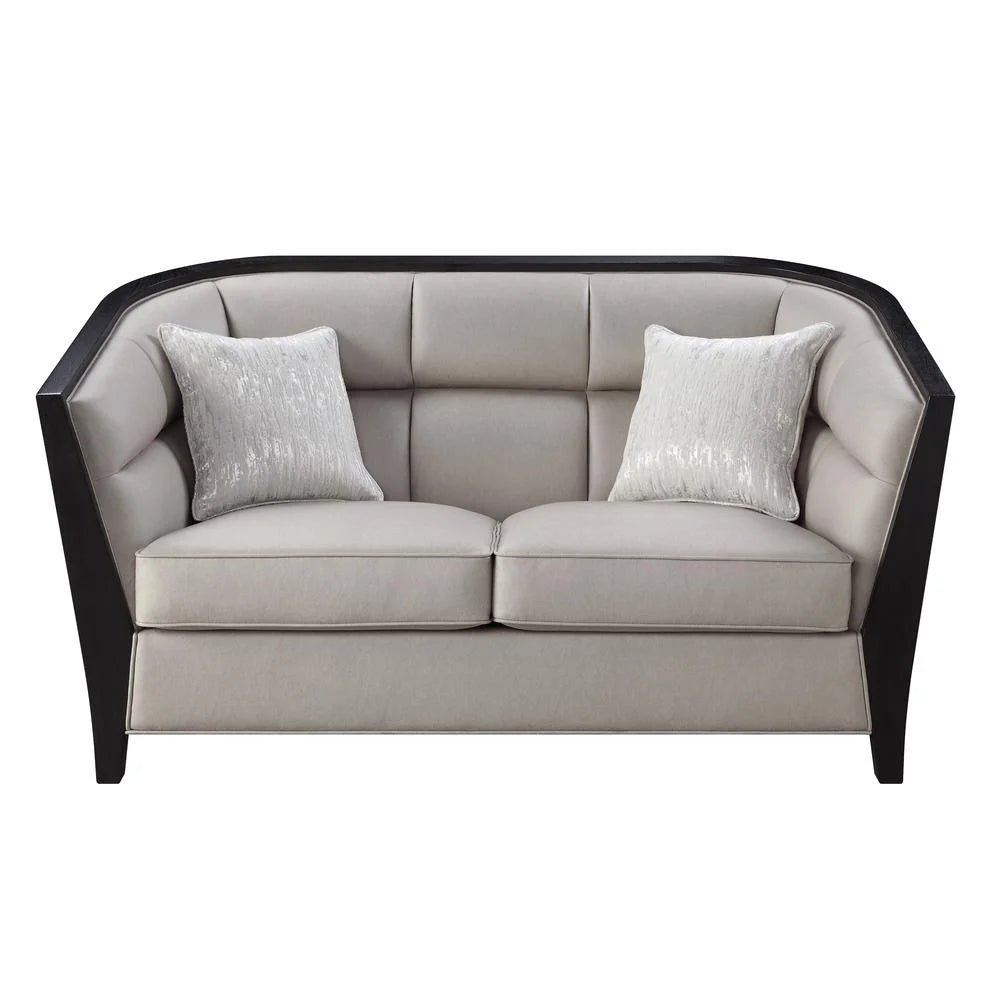 Beige Fabric Loveseat with 2 Pillows N8658