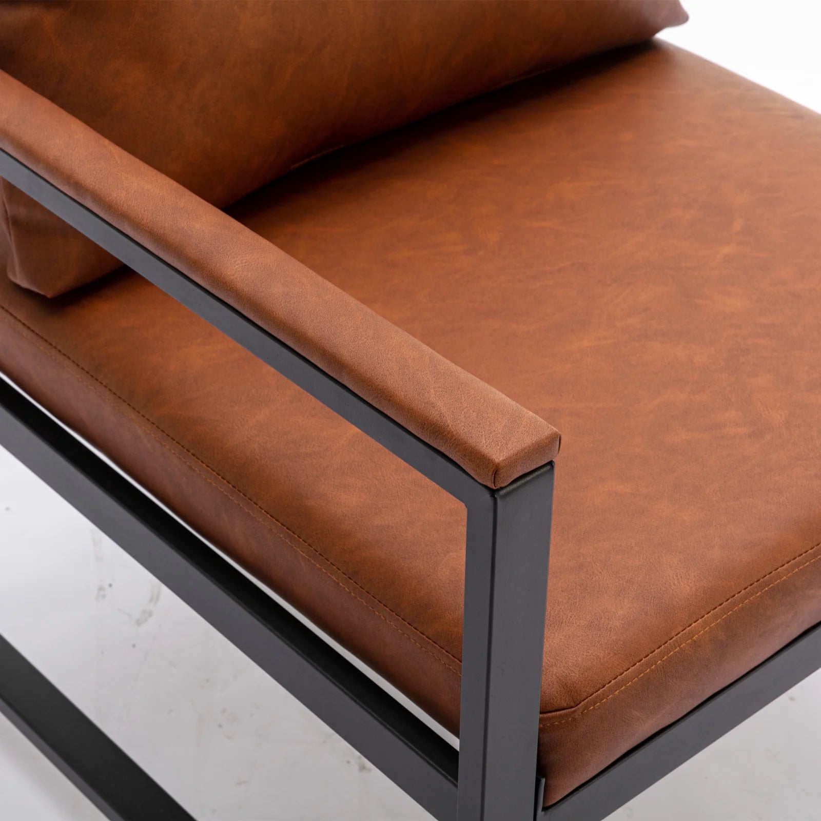 Orange PU Leather Metal Frame Accent Chair W759