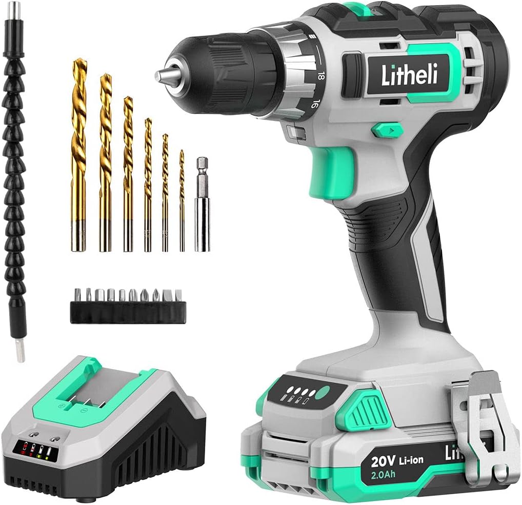 Cordless Drill Driver 20V with 2.0 Ah Battery & 1 Hour Fast Charger Pack of 2 L4061