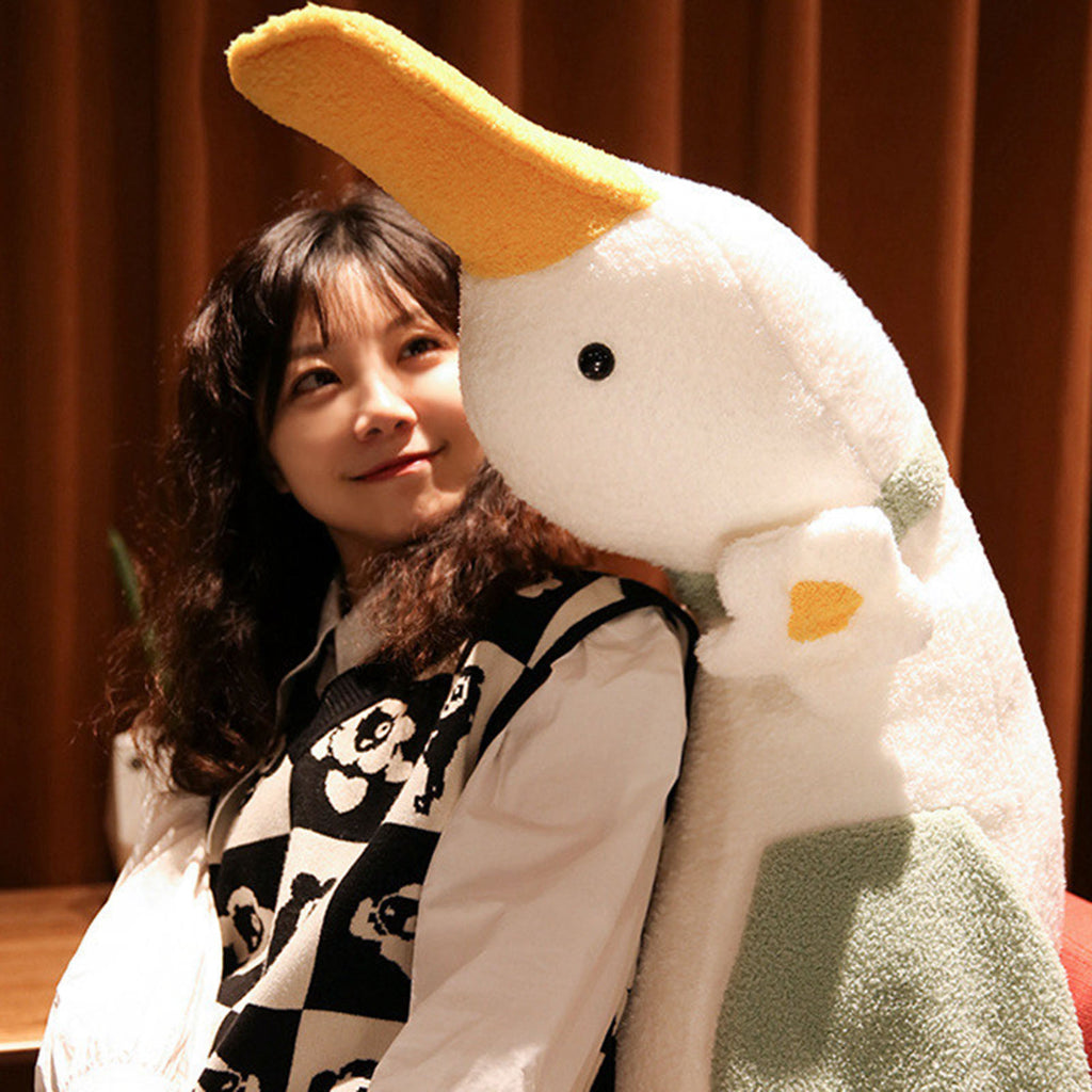Soft Stuffed Duck Pillow White Plushie Back Cushion E13164