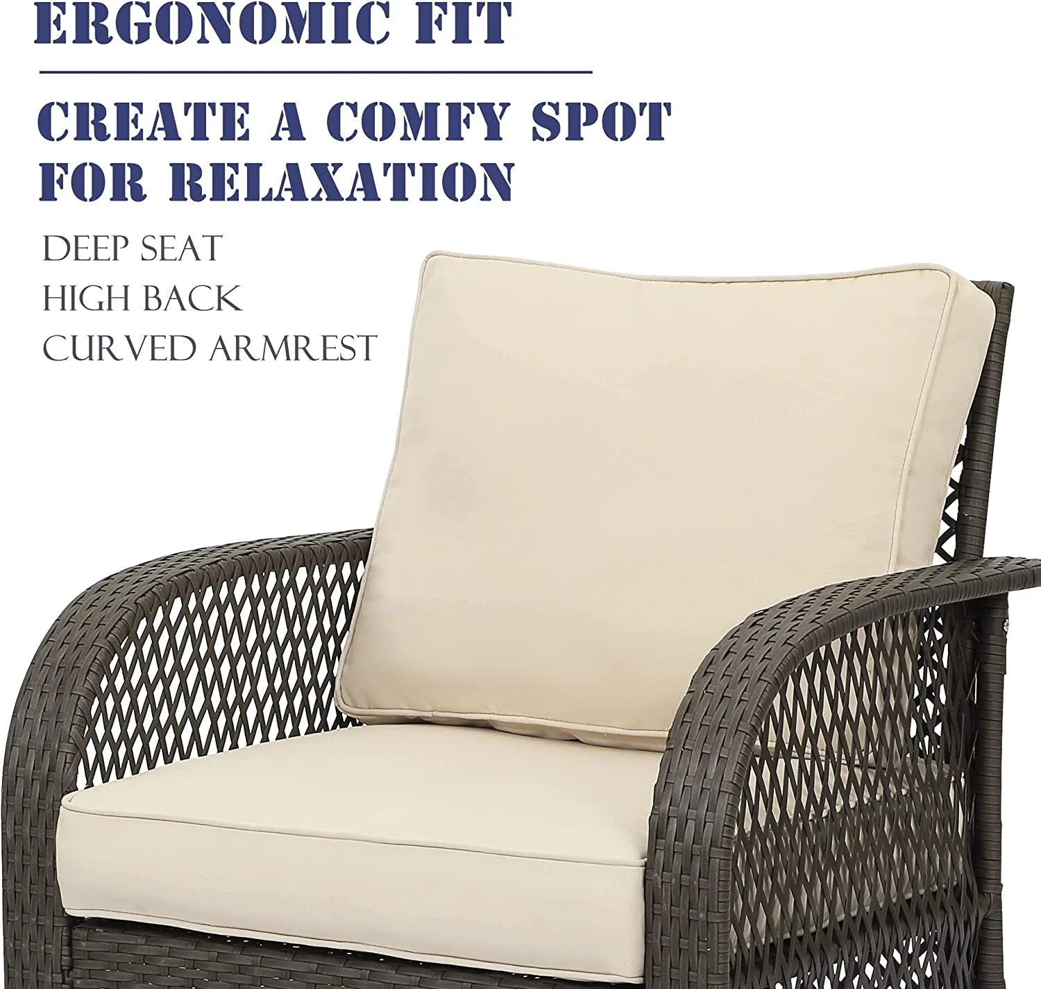 Beige 4 Pcs Outdoor Wicker Conversation Sofa Set Z222859