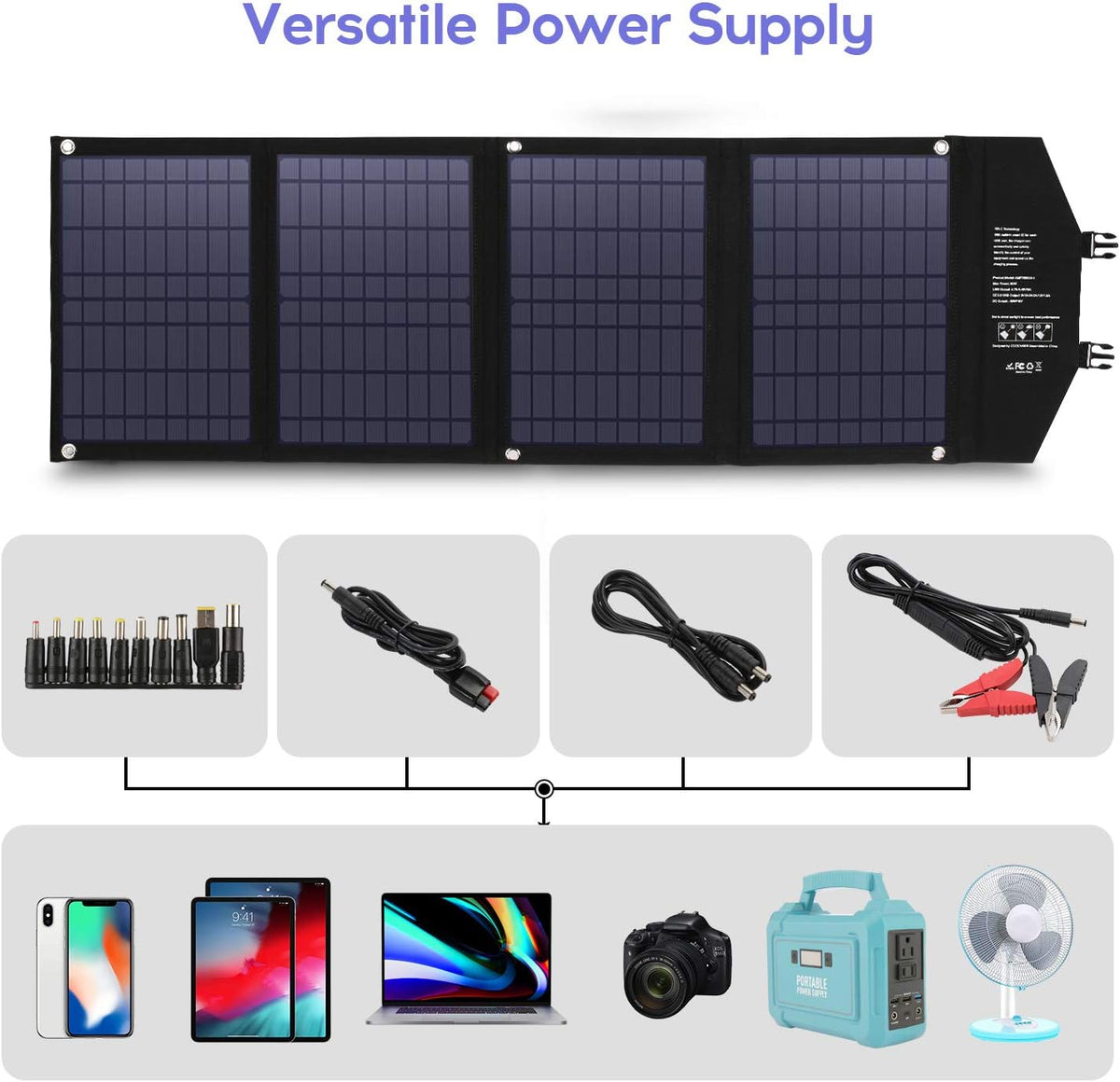Solar Panel 120W, 12-18V Portable Foldable Solar Panel Kit with 2 USB Ports & 1 DV Port Q2805