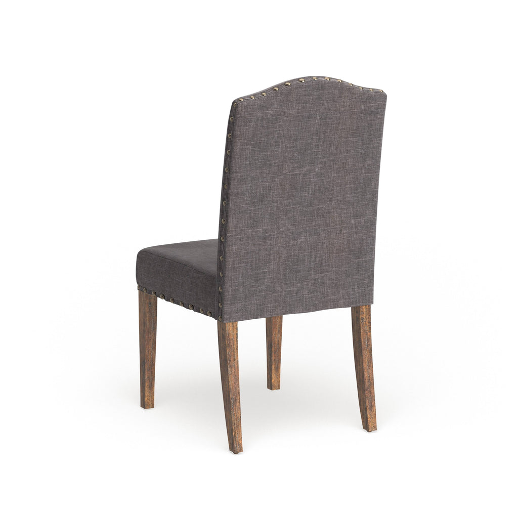 Rustic Brown Fabric Dining Chairs Set of 2 T918