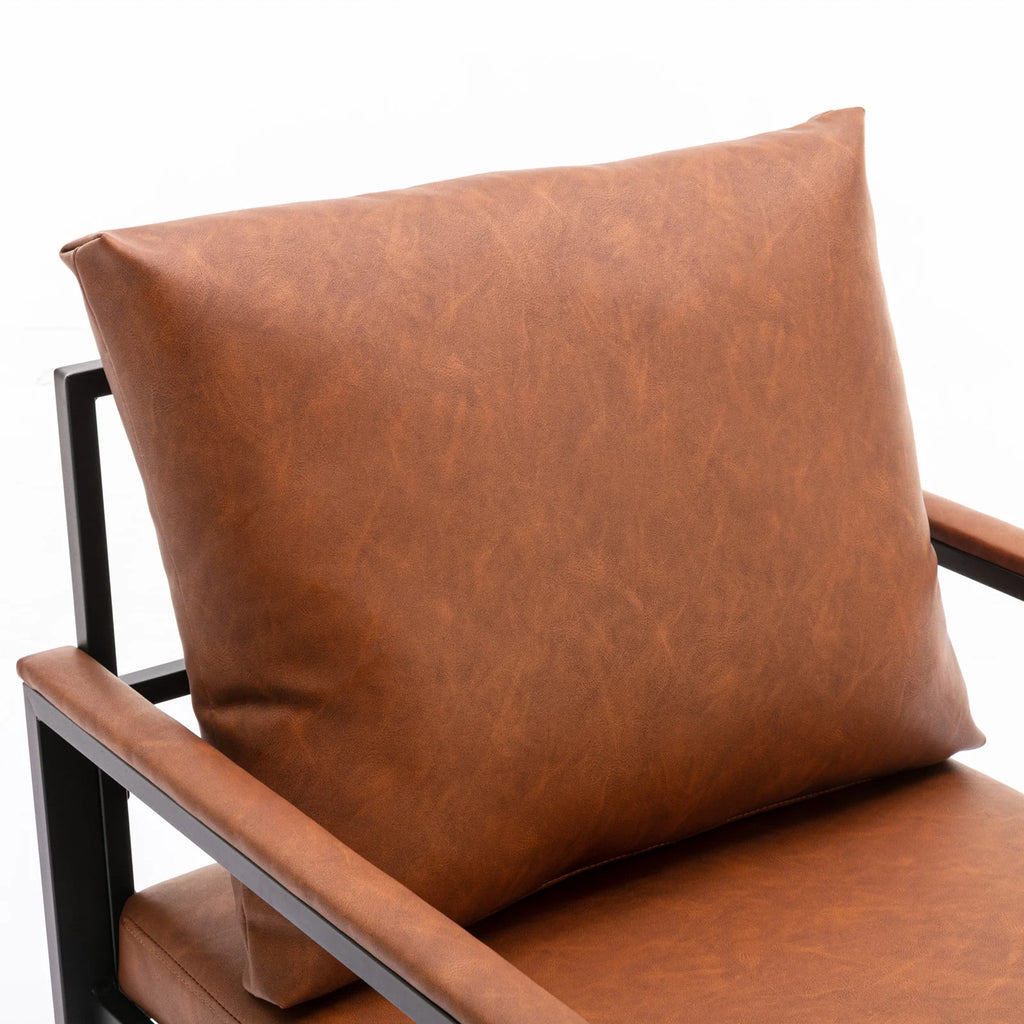 Orange PU Leather Metal Frame Accent Chair W759